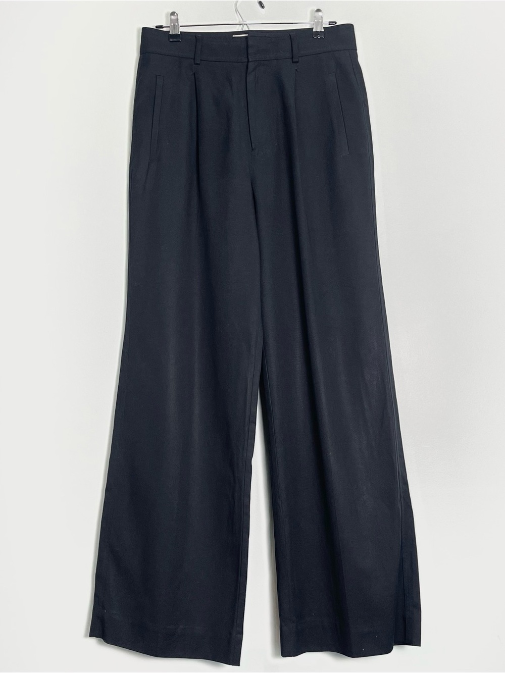 EVERLANE Women's Wide-Leg Black Dress Pants Pleated Front Size 8 Regular